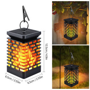2-4PCS Solar Lights Outdoor Garden Hanging Solar Flame Flickering Lantern Waterproof Solar Path Light Dancing Flame Light Yard