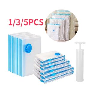 1/3/5PCS Vacuum Storage Bags with Valve Quilt Compression Pouch Space Saving Clothes Organizer Vacuum Bag Vacuum Sealing Bags
