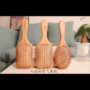 Natural Wooden Bamboo Scalp Massage Hair Growth Hair Brush Anti Static Air Cushion Comb 2 Designs