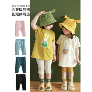 Breathable Elastic Lace Trimmed Capri Pants For Girls