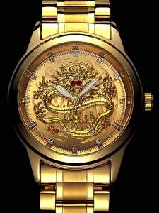 2Pcs/Set Couple Watch Fashion Dragon Phoenix Watch Back Light Water-Resistance Luxury Men Women Quartz Watch Valentines Day Gif