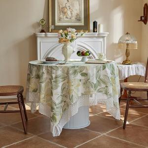 Rustic Lace Tablecloth Non-washable Linen Feel Round