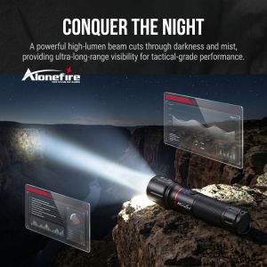 Alonefire Zoom Beam Light LED High Power Flashlight USB Rechargeable Torch Camping Outdoor Hiking Hunting Fishing Lighting Lamp