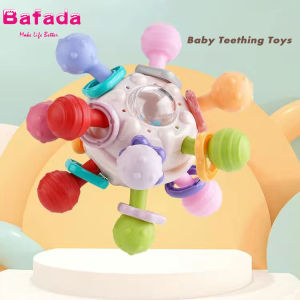 Bafada Montessori Baby Teething Toys Rotary Molar Ball Toy Sensory Toys Development Educational Toy 12 Gnawing Points Food Grade Material Teether Tattle Hand Catching Ball For Babies 1 2 3 Years