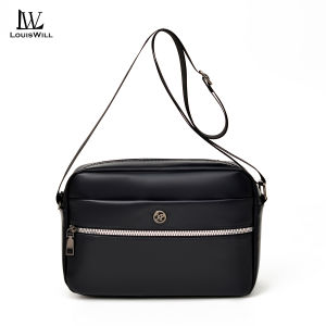 LouisWill Black shoulder bag daily commuting bag casual versatile small bag PU + polyester durable shoulder bag water-resistant soft leather bag Simple large-capacity shoulder bag lightweight shoulder bag