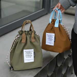 Large Capacity Insulation Waterproof Lunch Bag with Drawstring Closure Thickened Fruit Cooler Bento Bag for Picnic Handle Bag