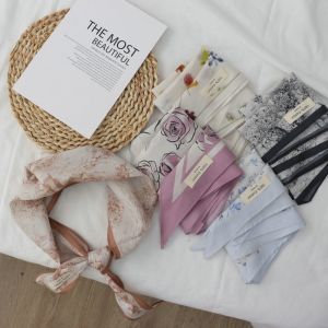 Khăn Choàng Lụa Cotton Mềm Mại Họa Tiết Hoa Nhỏ Kiểu Pháp Mỏng Mùa Xuân Hè Mới 2025 Trang Trí Cổ Thời Trang Thanh Lịch