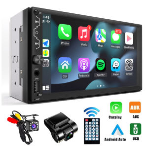 7Inch 2 Din Car Radio HD Touch Screen Multimedia Player Universal Autoradio with Dash Cam & Rear CameraMirror Link FM AUX Input