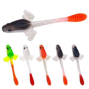 5PCS Bait Floating Water Soft Worm Black Bait Lightning Strong Crank Hook Special Killing Thunder Frog Lure Bait Fishing Supplie