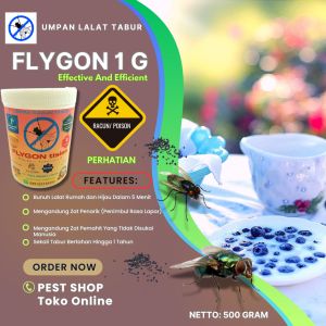 FLYGON Tisies 1 G 500 Gram AMAN AMPUH Basmi Lalat Rumah Dan Hijau PRAKTIS Tinggal Tabur Oles Atau Semprot Hidup Jadi Lebih Sehat Bersih Dan Nyaman Mirip Quick Bayt