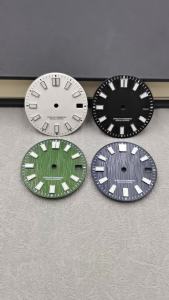 High Quality 28.5mm White Green Black Blue Date Window Green Luminous Aseptic Dial Fit NH35 /NH36/4R/7S Automatic Movement