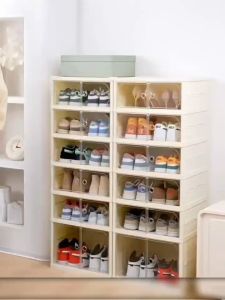 Foldable Shoe Rack Installation-Free Storage Box Transparent Organizer Stackable Cabinet Big Size Dust-Proof