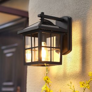 Solar Powered Outdoor Wall Lamp Waterproof Chinese Style Villa Terrace Courtyard Lighting Fixtures Aluminum Glass Energy Saving LED Bulb