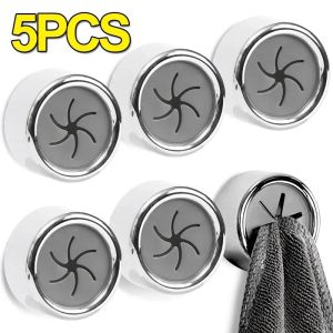 5Pcs Towel Plug Holder Self-adhesive Punch Free Bathroom Organizer Rack Towels Rags Cloth Storage Clips Hooks Kitchen Tools