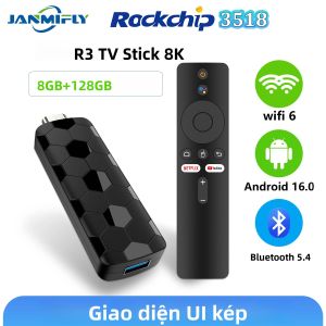 Android 16 TV Stick 4K 1080P Full HD WiFi 6 Google Voice Bluetooth Wireless Media Player Với Hỗ Trợ Netflix YouTube