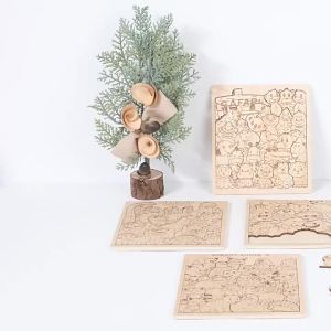 Kids Irregularly Animal Shape Puzzles Wooden Toy Dinosaur Ocean Stacked Jigsaw Intelligence Game Logical Thinking Education Toys