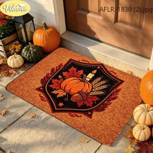 VIKAMA Thanksgiving Gnome Rug Thanksgiving-Themed Dwarf Rug Fall Harvest Indoor/Outdoor Front Door Decorative Rug Home Decor