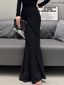 Slimming High Waist Black Mini Skirt for Women Fashionable Ageless Fish Tail Skirt Commute Style Autumn New Arrival Tonnssar