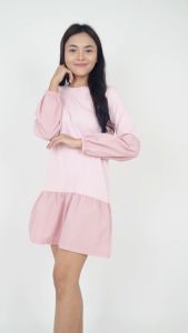 Forest Ladies Cotton Interlock Woven Long Sleeve Plain Casual Dress | Baju Perempuan - 885062
