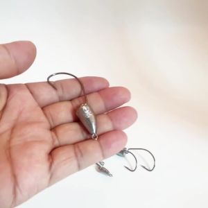 15 Chiếc Kim Loại Jig Head Worm Hooks Set 3.5G-20G Sharp Crank Fishhook Cho Mềm Dụ Bass Nước Mặn Nước Ngọt Câu Cá