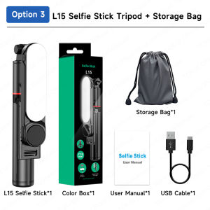 TOKQI | TOKQI L15 Selfie Stick Tripod Foldable for Android iPhone Smartphones Phone Holder with Fill Light and Bluetooth Remote Control