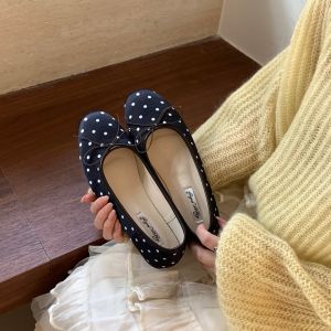 French Style Round Toe Polka Dot Flats Soft Soles