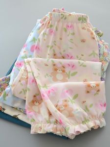 Quần Vải Lụa Cotton Chống Muỗi Mùa Hè Cho Bé Gái Quần Dài Mát Mẻ Cho Trẻ Em Mặc Ở Nhà Quần Đèn Lồng Bằng Cotton Nhân Tạo Cho Bé Gái