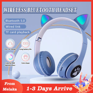 Bluetooth Headphones LED Luminous Cat Headset Wireless Bluetooth 5.0 Headphone Noise Cancelling Foldable On-Ear Stereo Earphone For Cellphone and Laptop 0bvg Gaming Headset Support FM Radio/TF 无线蓝牙耳机