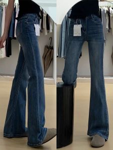 Quần Jeans Ống Loe Retro Cạp Cao Lưng Đàn Hồi Quần Dài Dài Đến Sàn Cho Nữ Quần Dài Thường Ngày Thu Đông Quần Jeans Denim