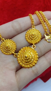 Kalung Liontin Berlapis Emas 24k Gold Persegi Panjang Emas Hongkong Rantai Wanita Fashion Korea Elegant Fashion