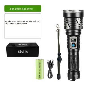 XHP360 Đèn Pin LED Siêu Sáng Chiến Thuật Đèn Pin USB Có Thể Sạc Lại Có Thể Phóng To 26650 Đèn Dành Cho Cắm Trại Câu Cá Đèn Làm Việc >500M Khoảng Cách Chiếu Sáng
