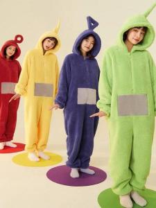 Adorable Christmas Cartoon Antenna Baby Couples Onesie Sleepwear Long Sleeve Long Pants Home Clothes for Men And Women