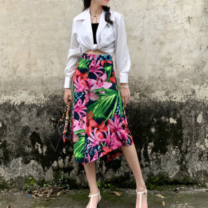 American Single ~ Very Fairy Cool Drape ~ Island/Thailand Vacation Style/Irregular Pattern Print Skirt Female Summer