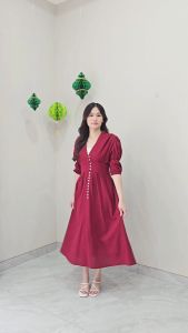 ORECCA - Verola Maxi Dress Wanita V Neck Lebaran