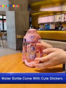 Water Cup Cartoon Straw Cup Portable Student Water Cup Childrens Plastic Cup Carrying Water Bottle