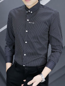 Spring and Autumn Fancy Long Sleeves Shirt Men Stripes White Shirt Spring Clothes Casual Handsome Shirt Outwear