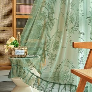 Rèm Cửa Voan Hoa Nhún Bèo Ren Vintage Chất Liệu Voan Mỏng Dành Cho Phòng Khách Có Túi Luồn Thanh Treo Trang Trí Nhà Cửa 100% Polyester
