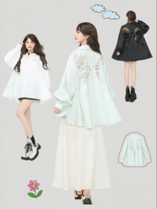 KEIKO | Green Embroidery Long Sleeve Shirt