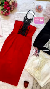 MYDU SALE | MS 2214 – ĐẦM ÔM CÚP NGỰC ĐÍNH CHUỖI NGỌC TRAI QUÝ PHÁI