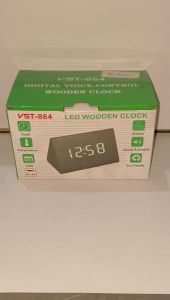 Jam Meja Kayu Digital LED Segitiga VST-864 LED WOODEN CLOCK