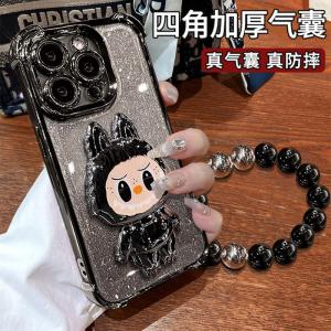 Cute Protective Phone Case with Stand And Mirror Four Corner Drop Protection Full Cover Silicone for  17Promax 15 14Plus 13 12 11 Xs