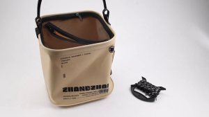 ถังน้ำพับได้14ลิตรอเนกประสงค์ - ฝาตาข่าย+สายสะพายปรับระดับ วัสดุEVAทนทาน สำหรับตกปลา/ตั้งแคมป์/ล้างรถ