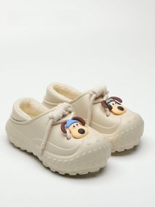 Dép Cotton Đế Dày Mùa Đông Chống Trượt Chống Thấm Nước Có Lông Cừu Cho Cặp Đôi Đế Xuồng Đế Cao Gót Dép Lười