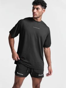 ASRV Casual Sports Half Sleeve Mens round Neck Pure Color Loose Quick-Drying T-shirt Oversize Fitness Short Sleeve Half Sleeve