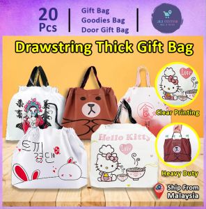 Gift Bag 20Pcs Hello Kitty Drawstring Goodies Plastic Gift Bag Doorgift Beg (105) Snacks Birthday Kids Kahwin Murah Packaging Food Thickening Tote Bag