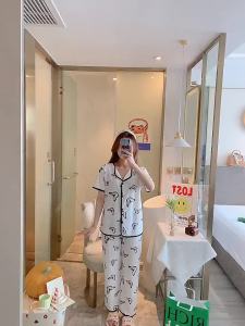 JEOBEST 3 In 1 Pajama Set 【Delivery 2-3 days】Korean Sleepwear Set Comfy Breathable Lounge Wear Cartoon Design Cotton Pajamas