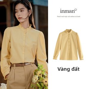 INMAN | Áo Sơ Mi Cổ Đứng Tay Bồng Phong Cách Pháp Thiết Kế Mới Thu Nữ