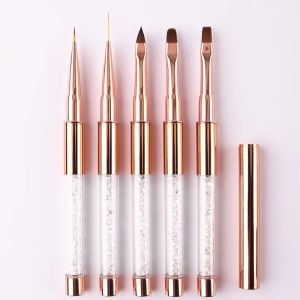 1/5PCS เล็บอะคริลิค UV GEL EXTENSION Builder Rhinestone จิตรกรรมแปรงเส้น Liner รูปแบบปากกาเล็บเครื่องมือ