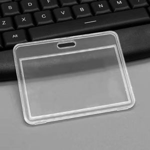 Transparent Lightweight Card Cover Access Card Badge Factory Card Certificate Holder Double-Sided Student School Card Kindergarten Pickup Card Meal Card Bus Pass Protective Case Hard Shell Horizontal Badge Spring Rope Anti-Lost