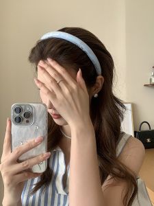 ที่คาดผมแบบท่อขนาดเล็กสีน้ำเงิน ทรงสุดหรูหราสำหรับผู้หญิง ที่คาดผมแบบสวมสบาย ไม่รัดหัว ที่คาดผมแบบมีด้ามจับสำหรับใช้ในชีวิตประจำวัน